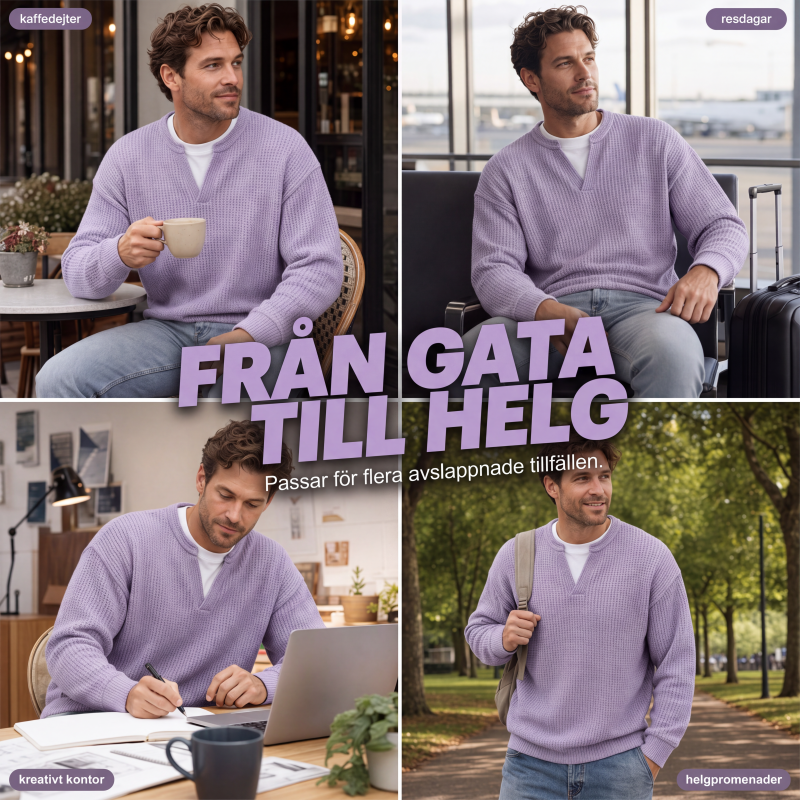 Waffel-T-shirt med lagdelt komfort