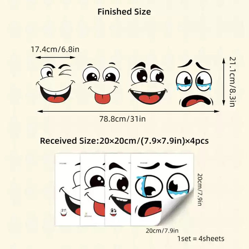 4 ark med sjove klistermærker med smiley