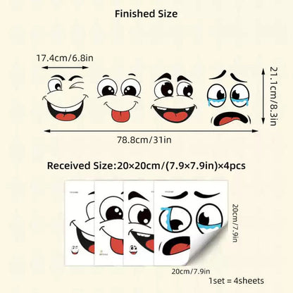 4 ark med sjove klistermærker med smiley