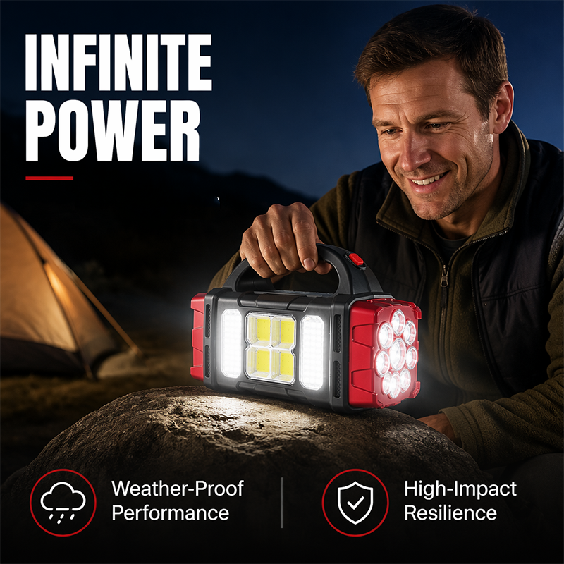 🔦💡 Multifunktionel bærbar strålekaster – kraftig LED, holdbar ABS & perfekt til alle eventyr ✨