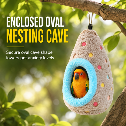 ⏰Hængende, varm hængekøje-rede i bomuld til fugle – ægformet seng til bure