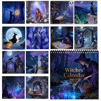 Kalender med mystiske hekse 2027 🌙 12 måneder med fortryllende heksekunst