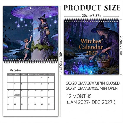 Kalender med mystiske hekse 2027 🌙 12 måneder med fortryllende heksekunst