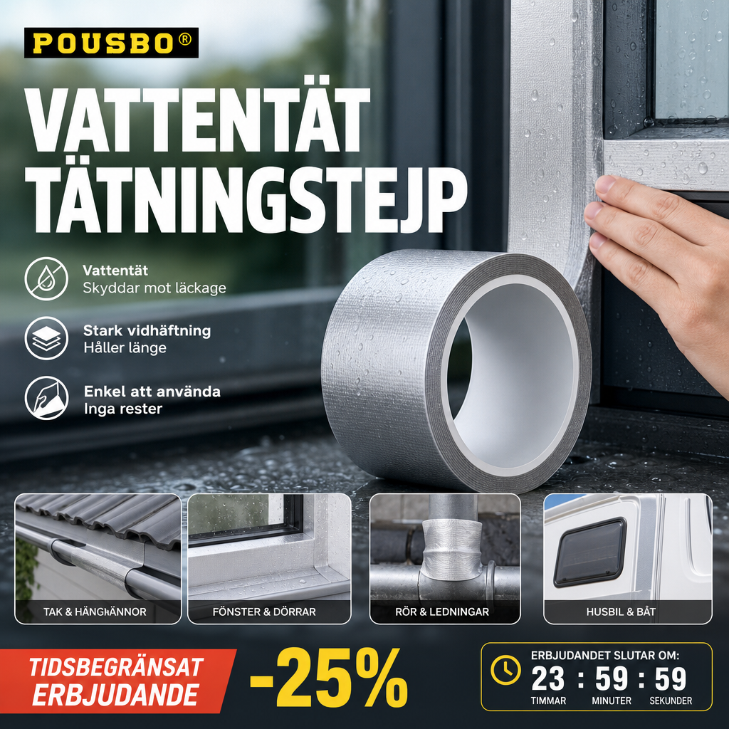 ⌛Universal forseglingstape – Vandtæt og holdbar – Velegnet til hjemmet, bilen og udendørs projekter 💧
