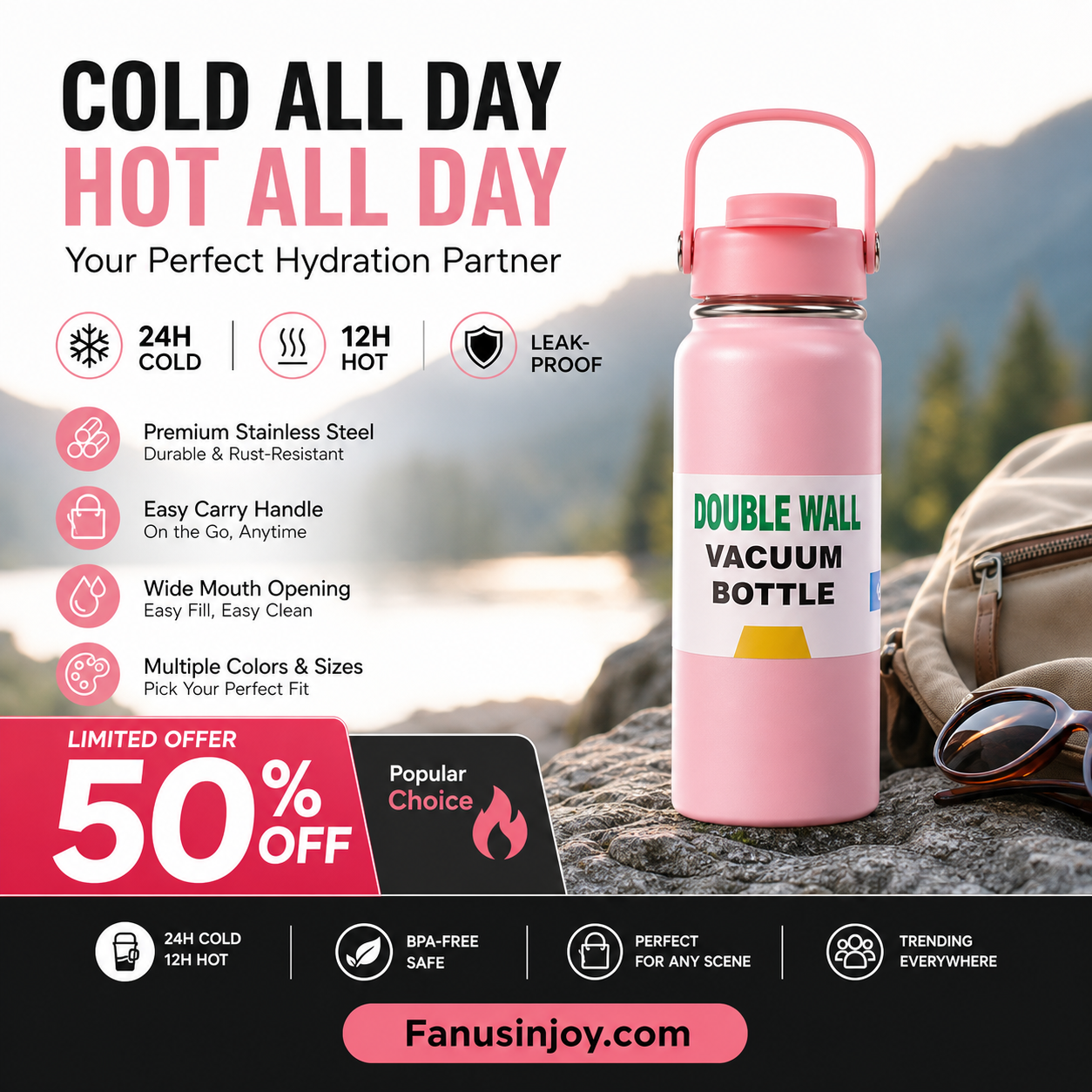 🥳2026 HOT SALE🥳💞50K+ SOLD!🎒🫖 50% OFF! Stainless Steel Vacuum Tumbler – – betifull